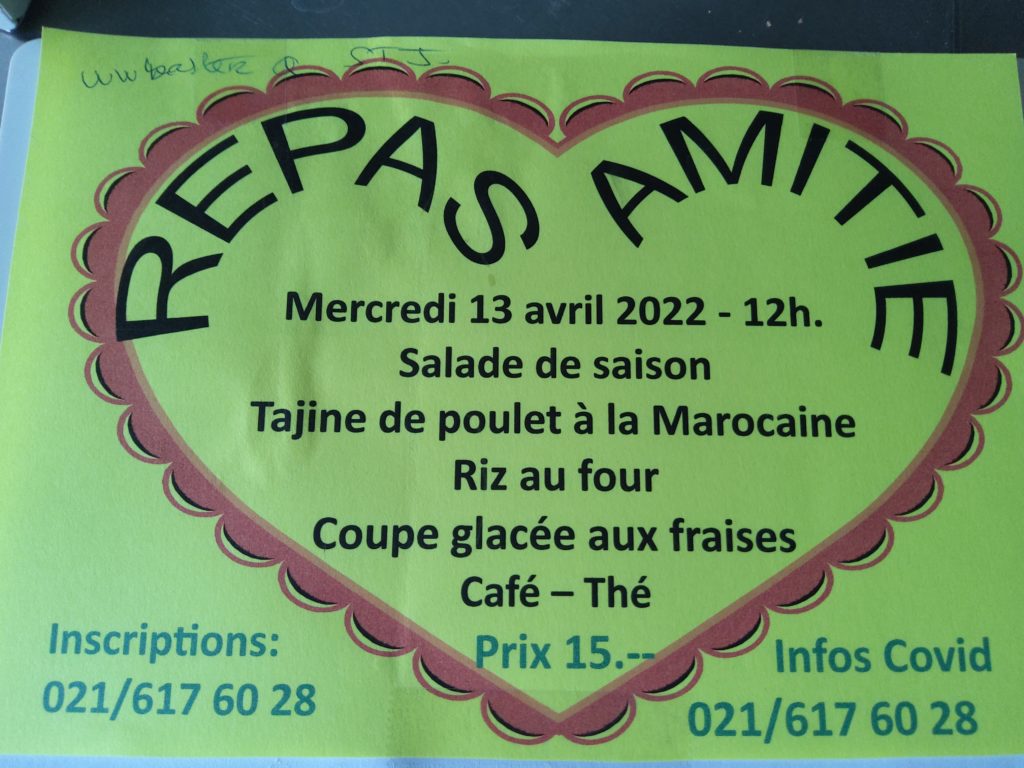 Menu amitié avril 2022